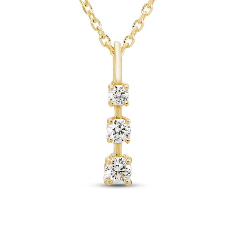 Diamond Three-Stone Dangle Necklace 1/6 ct tw Round-cut 10K Yellow Gold 18"