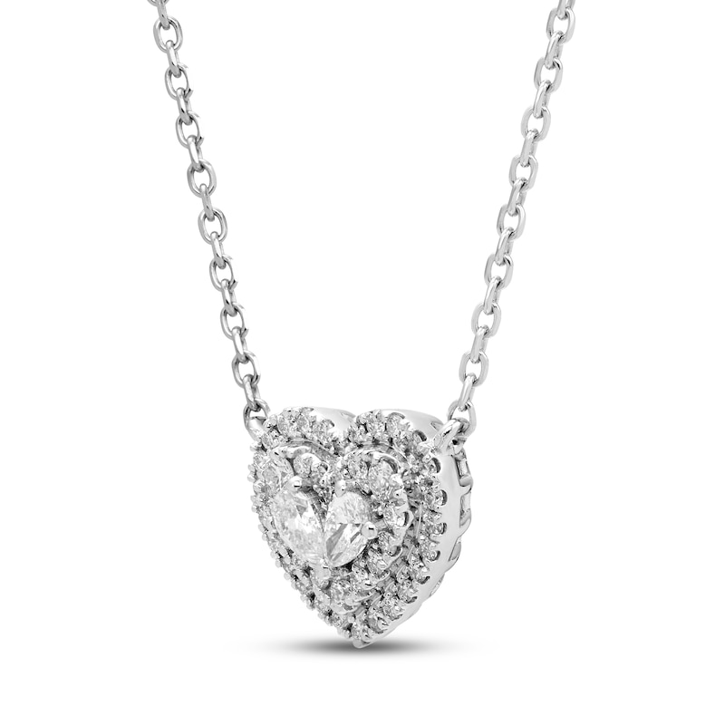Forever Connected Diamond Heart Necklace 1/4 ct tw Pear & Round-cut 10K White Gold 18"