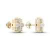 Thumbnail Image 1 of Men's Diamond Square Cross Stud Earrings 1/5 ct tw Round-cut 10K Yellow Gold