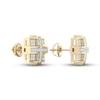 Thumbnail Image 2 of Men's Diamond Square Cross Stud Earrings 1/5 ct tw Round-cut 10K Yellow Gold