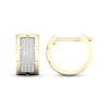 Men's Diamond Segmented Huggie Hoop Earrings 1/4 ct tw Round-cut 10K Yellow Gold