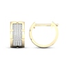 Thumbnail Image 1 of Men's Diamond Segmented Huggie Hoop Earrings 1/4 ct tw Round-cut 10K Yellow Gold
