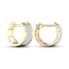 Thumbnail Image 2 of Men's Diamond Segmented Huggie Hoop Earrings 1/4 ct tw Round-cut 10K Yellow Gold