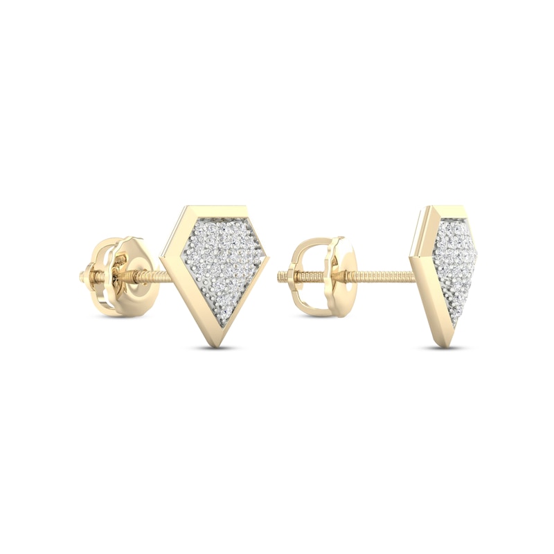 Men's 1/5 CT. T.W. Baguette Diamond Cross Circle Frame Stud Earrings in 10K  Gold