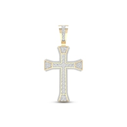Men's Diamond Cross Pendant 2 ct tw Round-cut 10K Yellow Gold