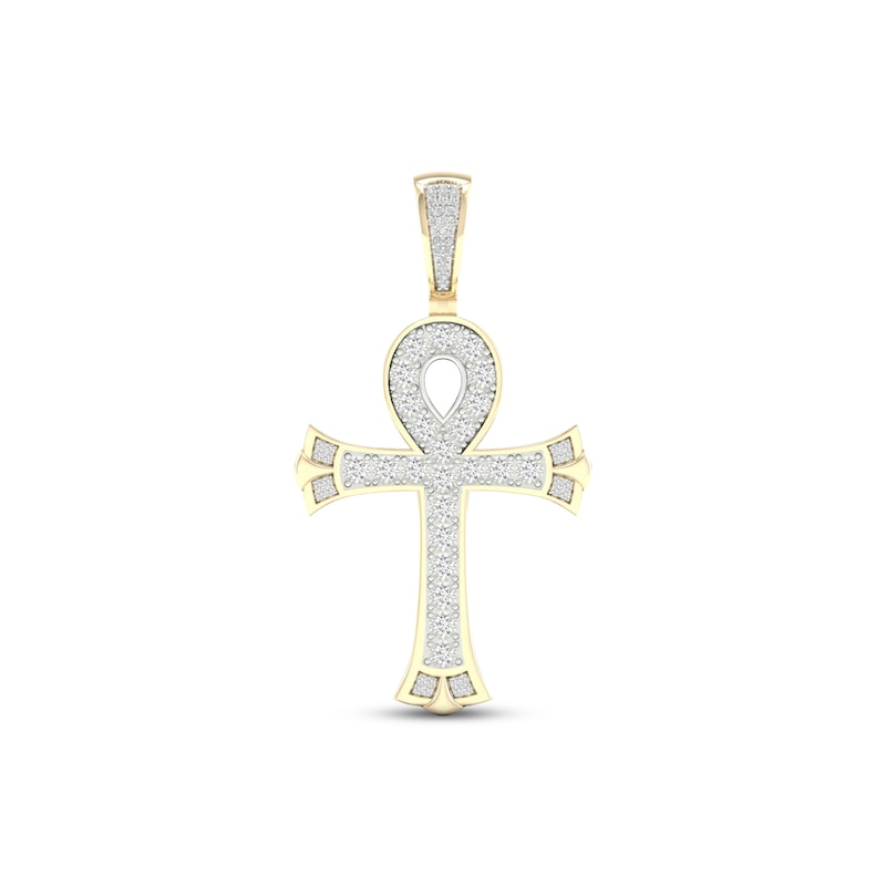 Main Image 1 of Men's Diamond Ankh Pendant 1/5 ct tw Round-cut 10K Yellow Gold
