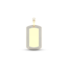 Men's Diamond Dog Tag Pendant 1/2 ct tw Round-cut 10K Yellow Gold