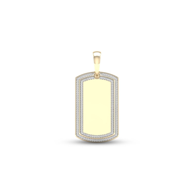 Men's Diamond Dog Tag Pendant 1/2 ct tw Round-cut 10K Yellow Gold