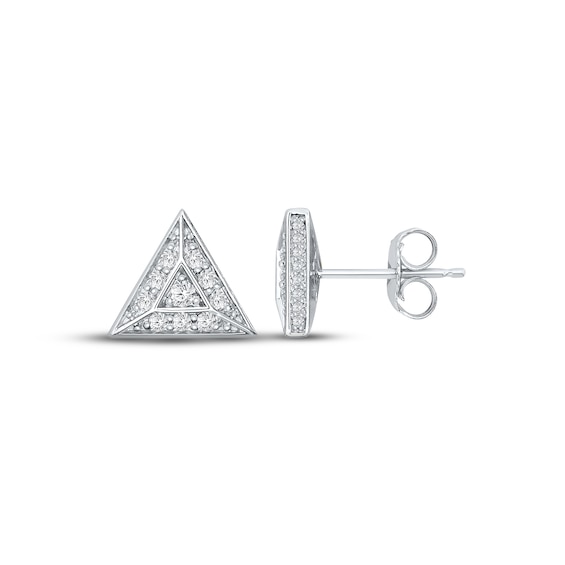Kay Men's Diamond Triangle Earrings 3/4 ct tw Round-cut 10K White Gold