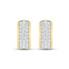 Thumbnail Image 2 of Men's Three-Row Huggie Hoop Earrings 1 ct tw Round-cut 10K Yellow Gold