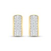 Thumbnail Image 1 of Men's Three-Row Huggie Hoop Earrings 1 ct tw Round-cut 10K Yellow Gold