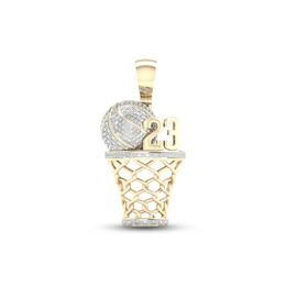 Men's Diamond Number 23 Basketball Pendant 1/4 ct tw Round-cut 10K Yellow Gold