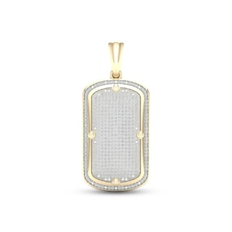 Men's Diamond Dog Tag Pendant 1 ct tw Round-cut 10K Yellow Gold