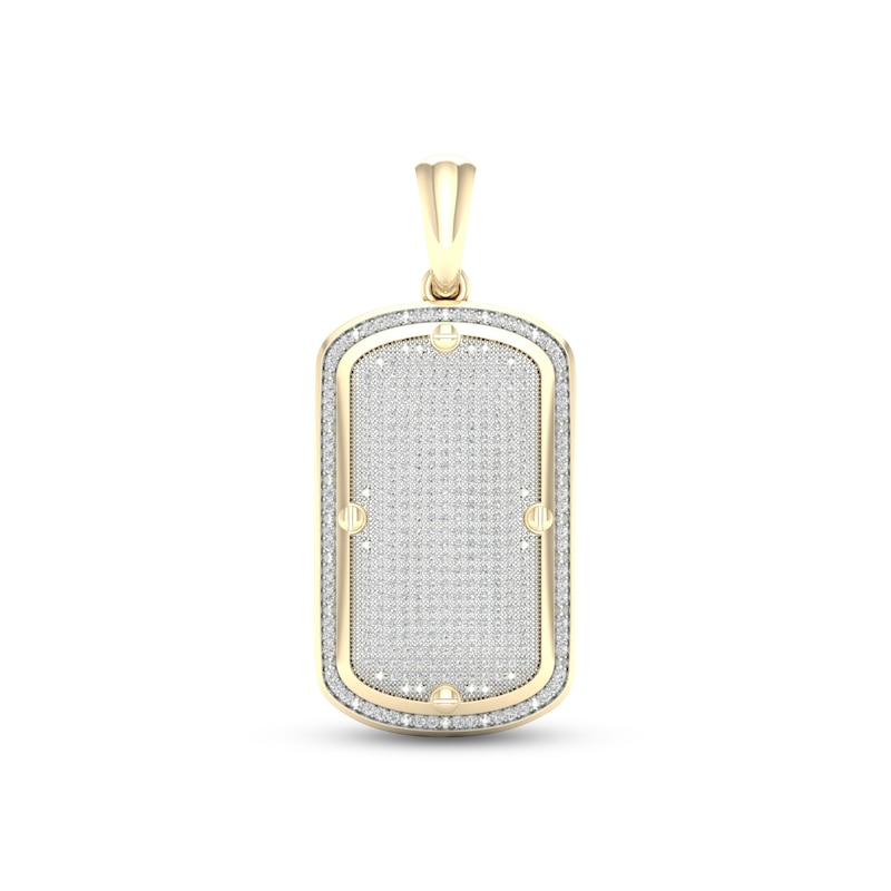 Main Image 1 of Men's Diamond Dog Tag Pendant 1 ct tw Round-cut 10K Yellow Gold