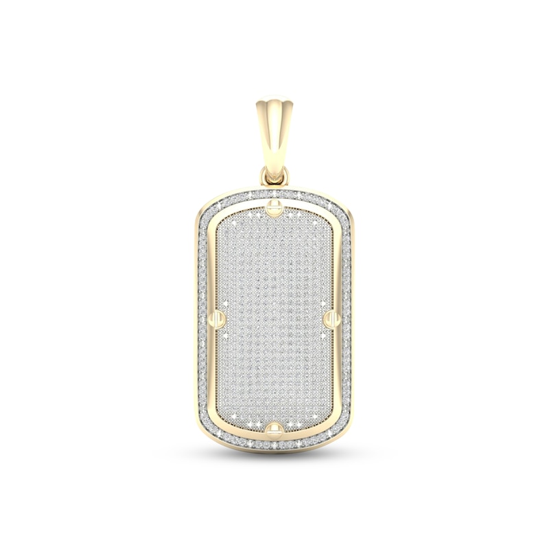 Men's Diamond Dog Tag Pendant 1 ct tw Round-cut 10K Yellow Gold