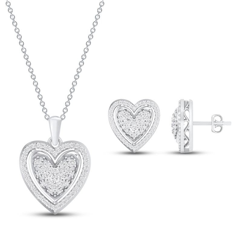 Diamond Heart Boxed Set 1/2 ct tw Sterling Silver