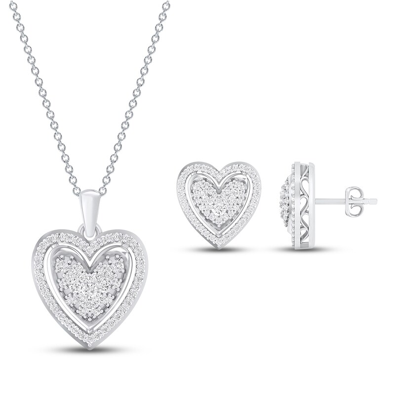 Diamond heart necklace set Clearance