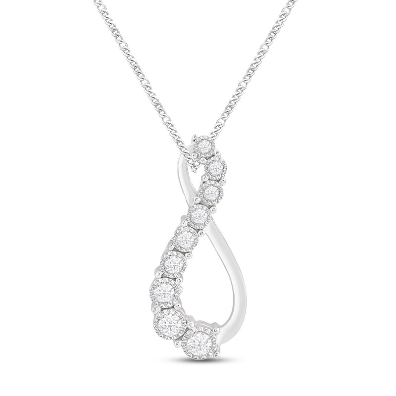 Main Image 1 of Diamond Loop Necklace 1/5 ct tw Round-cut 10K White Gold 18&quot;