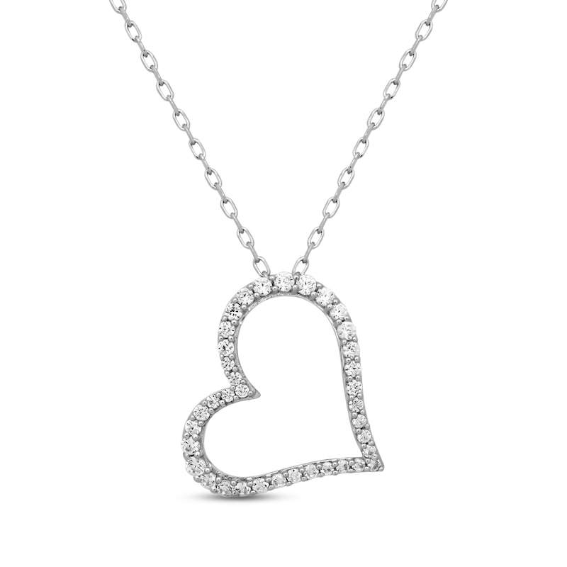 Main Image 1 of Diamond Heart Necklace 1/3 ct tw Round-cut 10K White Gold 18&quot;