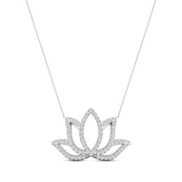 By Women For Women Diamond Lotus Necklace 1/2 ct tw Round-cut 10K White Gold 18&quot;