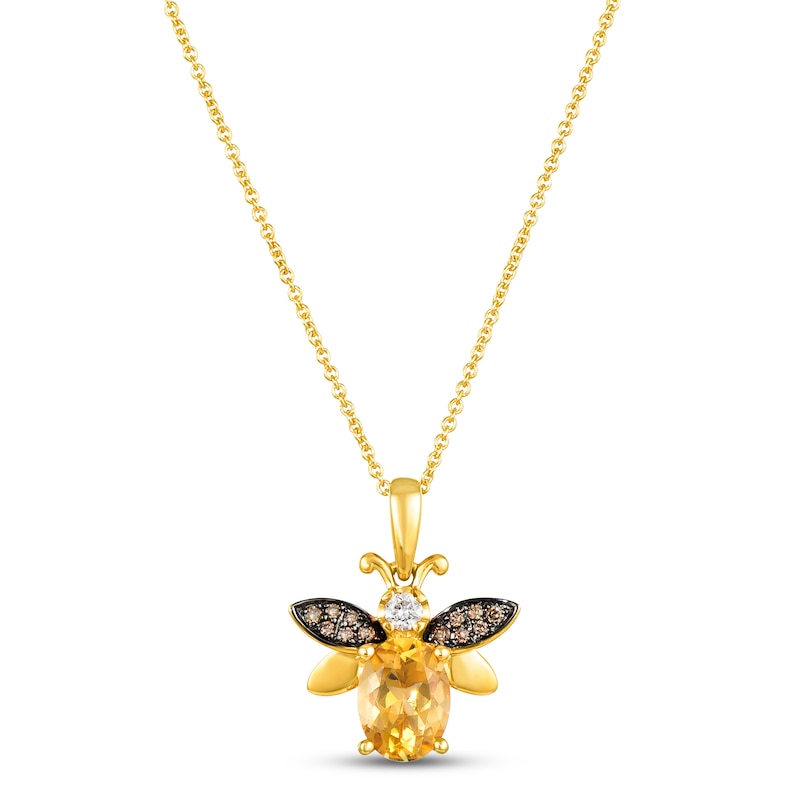 Le Vian Citrine Bee Necklace 1/10 ct tw Diamonds 14K Honey Gold 18" with 360
