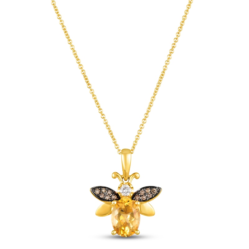 Main Image 1 of Le Vian Citrine Bee Necklace 1/10 ct tw Diamonds 14K Honey Gold 18&quot;