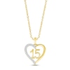 Thumbnail Image 1 of Diamond Quinceañera Heart Necklace 1/10 ct tw Round-cut 10K Yellow Gold 18&quot;