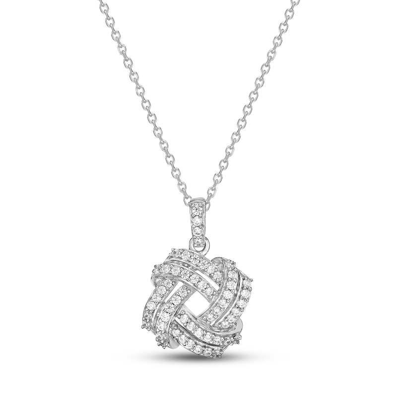 Diamond Knot Necklace 1/4 ct tw Round-cut Sterling Silver 18"