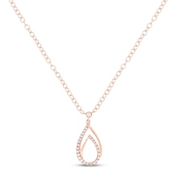 Diamond Teardrop Necklace 1/6 ct tw Round-cut 10K Rose Gold 18"