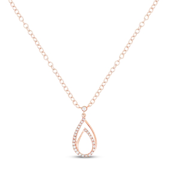 Diamond Teardrop Necklace 1/6 ct tw Round-cut 10K Rose Gold 18"