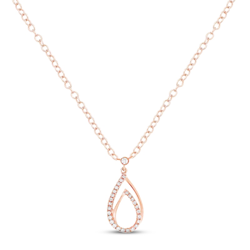 Main Image 1 of Diamond Teardrop Necklace 1/6 ct tw Round-cut 10K Rose Gold 18&quot;