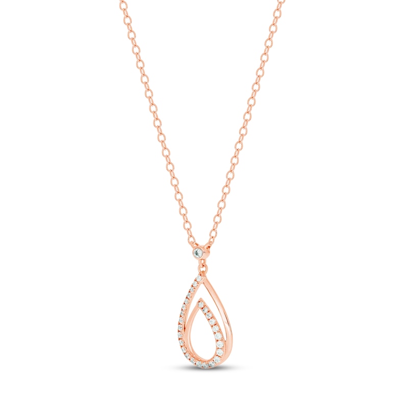 Main Image 2 of Diamond Teardrop Necklace 1/6 ct tw Round-cut 10K Rose Gold 18&quot;