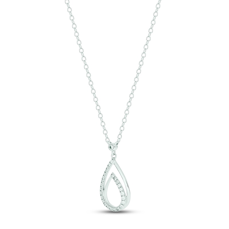 Diamond Teardrop Necklace 1/6 ct tw Round-cut 10K White Gold 18"