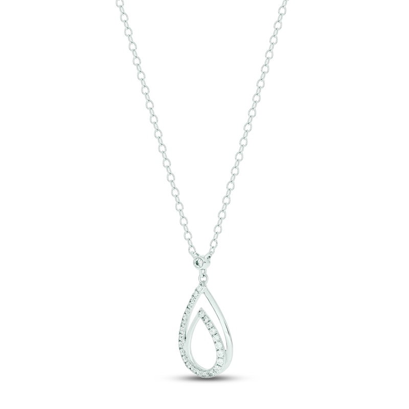 Main Image 2 of Diamond Teardrop Necklace 1/6 ct tw Round-cut 10K White Gold 18&quot;