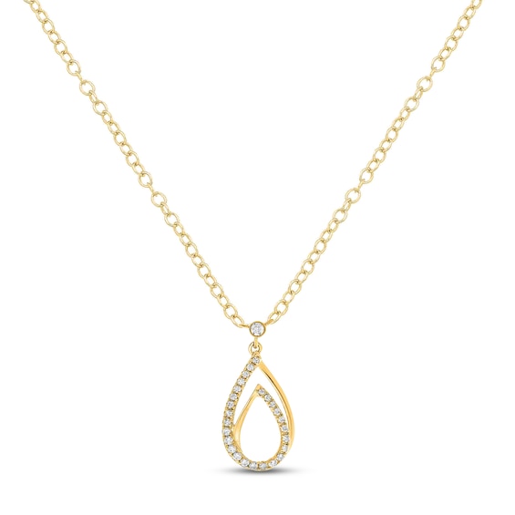 Diamond Teardrop Necklace 1/6 ct tw Round-cut 10K Yellow Gold 18"