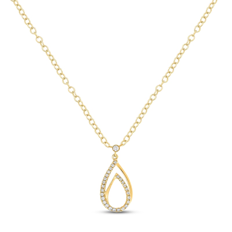 Diamond Teardrop Necklace 1/6 ct tw Round-cut 10K Yellow Gold 18"