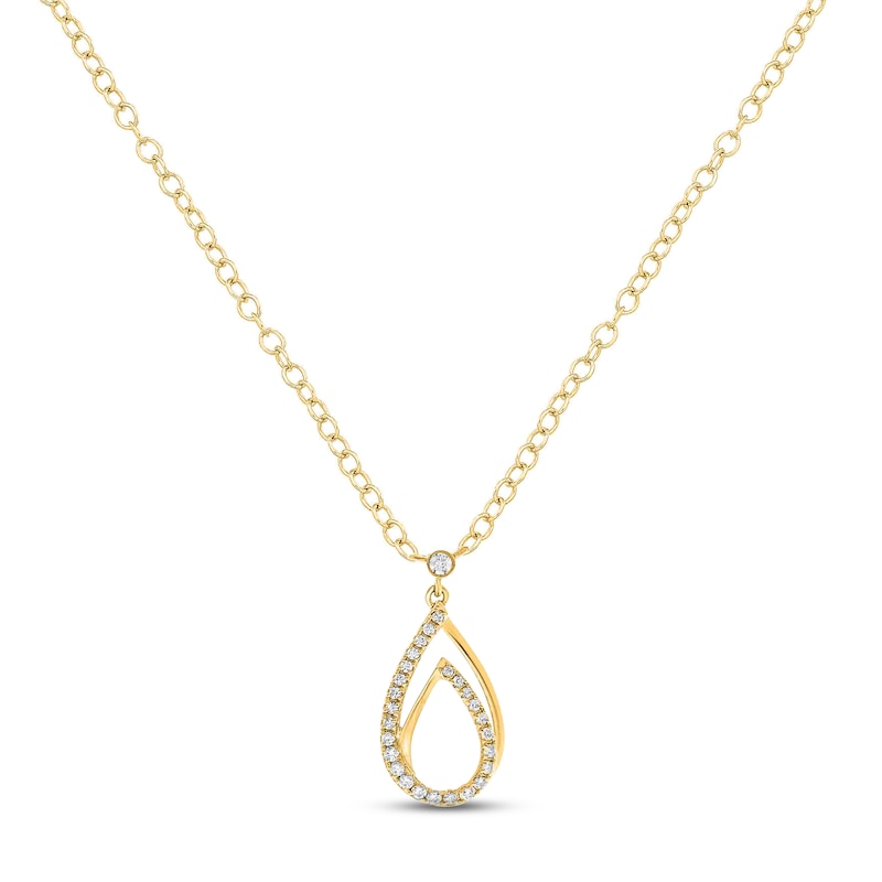 Main Image 1 of Diamond Teardrop Necklace 1/6 ct tw Round-cut 10K Yellow Gold 18&quot;
