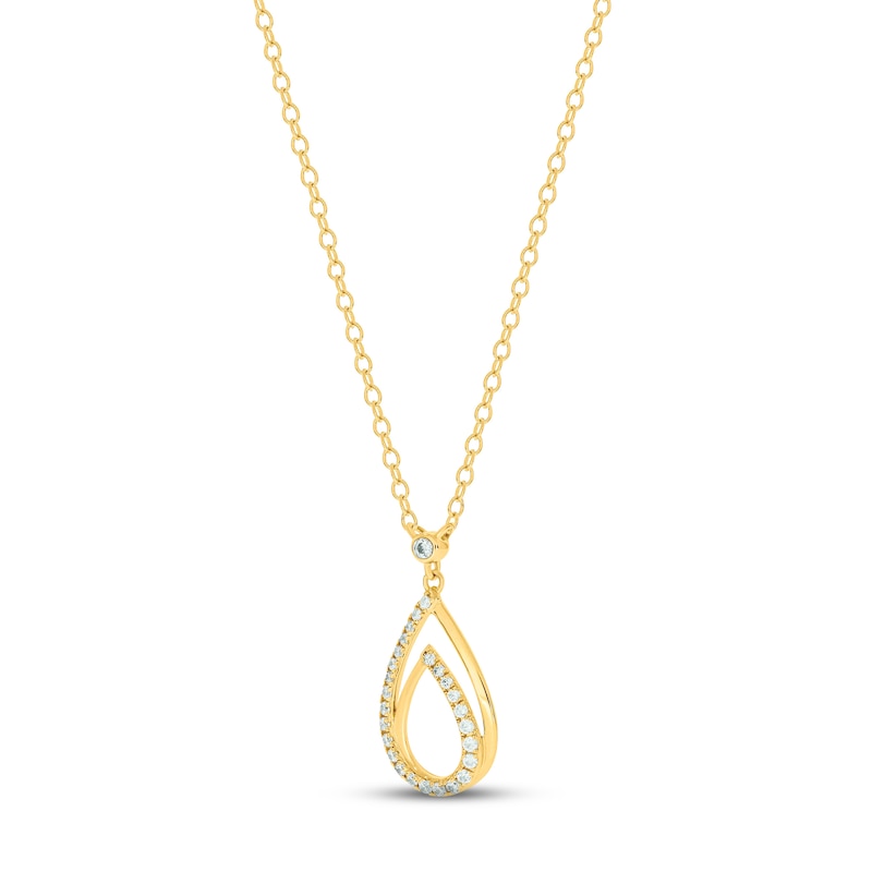 Main Image 2 of Diamond Teardrop Necklace 1/6 ct tw Round-cut 10K Yellow Gold 18&quot;