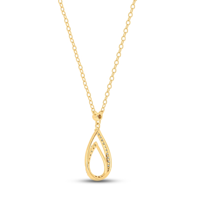 Diamond Teardrop Necklace 1/6 ct tw Round-cut 10K Yellow Gold 18"