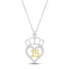 Thumbnail Image 1 of Diamond Quinceañera Tiara Heart Necklace 1/5 ct tw Round-cut Sterling Silver & 10K Yellow Gold 18&quot;