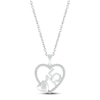 Diamond Quinceañera Heart Necklace 1/15 ct tw Round-cut Sterling Silver 18"