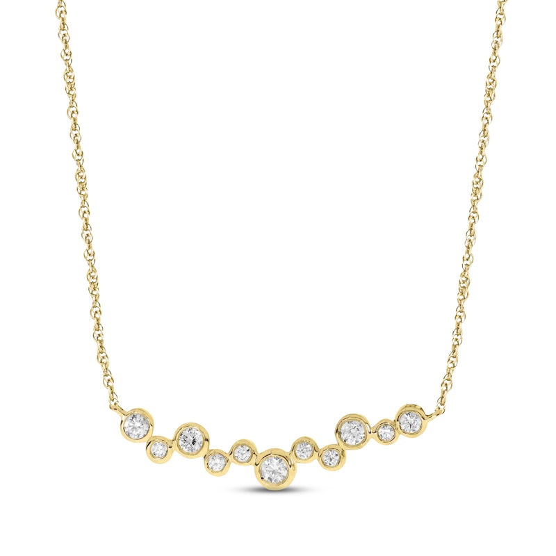 Diamond Bezel Bar Necklace 1/5 ct tw Round-cut 10K Yellow Gold 18"