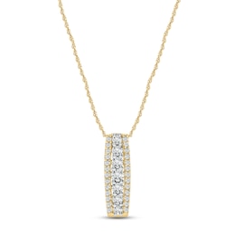 Diamond Vertical Bar Necklace 1/3 ct tw Round-cut 10K Yellow Gold 18"