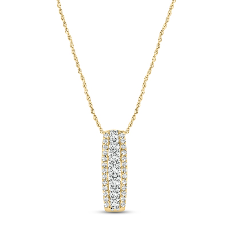 Diamond Vertical Bar Necklace 1/3 ct tw Round-cut 10K Yellow Gold 18"