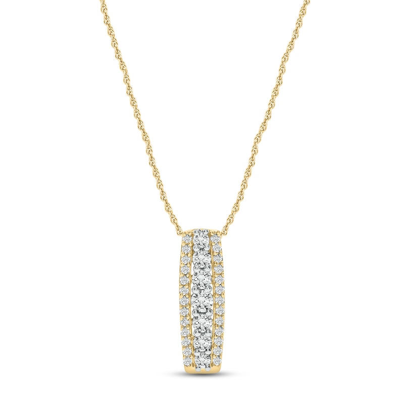 Diamond Vertical Bar Necklace 1/3 ct tw Round-cut 10K Yellow Gold 18