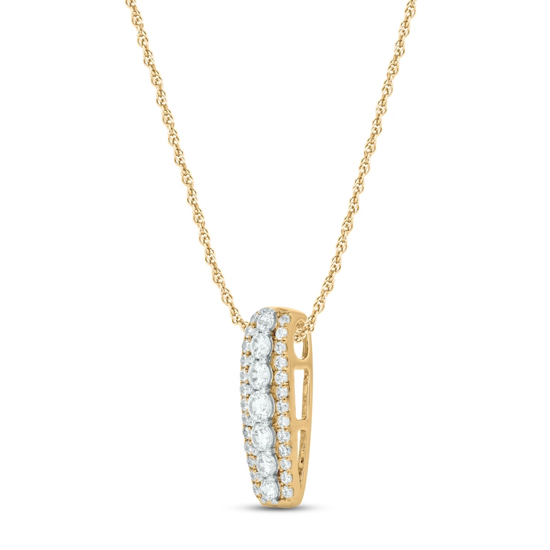 Main Image 2 of Diamond Vertical Bar Necklace 1/3 ct tw Round-cut 10K Yellow Gold 18&quot;