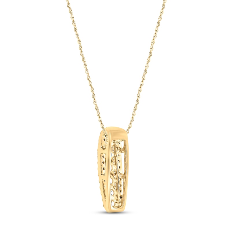 Main Image 3 of Diamond Vertical Bar Necklace 1/3 ct tw Round-cut 10K Yellow Gold 18&quot;