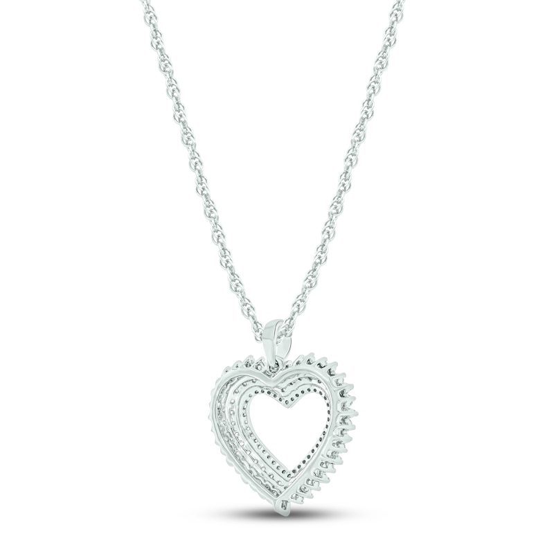 Main Image 3 of Diamond Heart Necklace 3/4 ct tw Round & Baguette-cut 10K White Gold 18&quot;