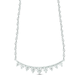 Diamond Bar Necklace 1/5 ct tw Round-cut 10K White Gold 18"