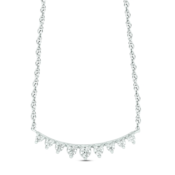Diamond Bar Necklace 1/5 ct tw Round-cut 10K White Gold 18"